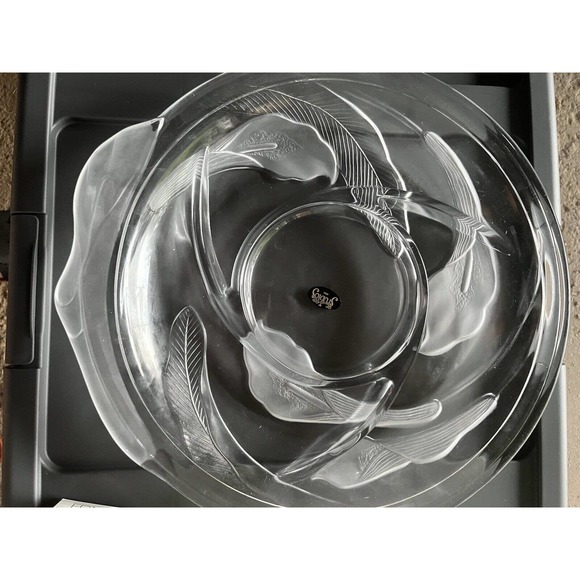 Round Glass Divided Sectional Chip Dip Tray Dish Studios Fragrance Calla Lily - Picture 2 of 3